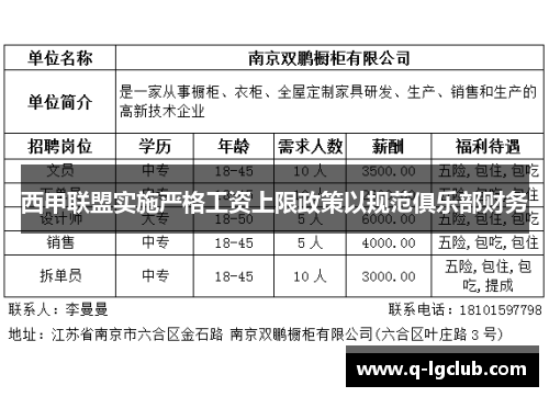西甲联盟实施严格工资上限政策以规范俱乐部财务 西甲联盟实施严格工资上限政策以规范俱乐部财务